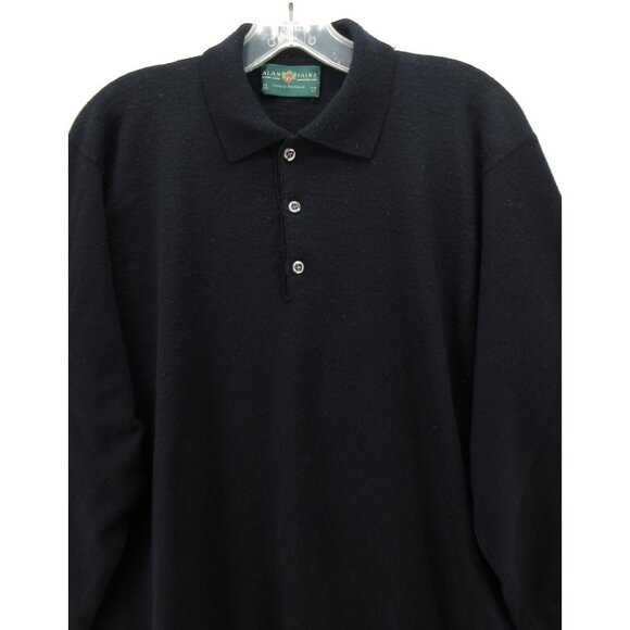 VINTAGE Alan Paine Sweater XL Merino Wool Polo Pullover 90s UK 46 * - Picture 2 of 11
